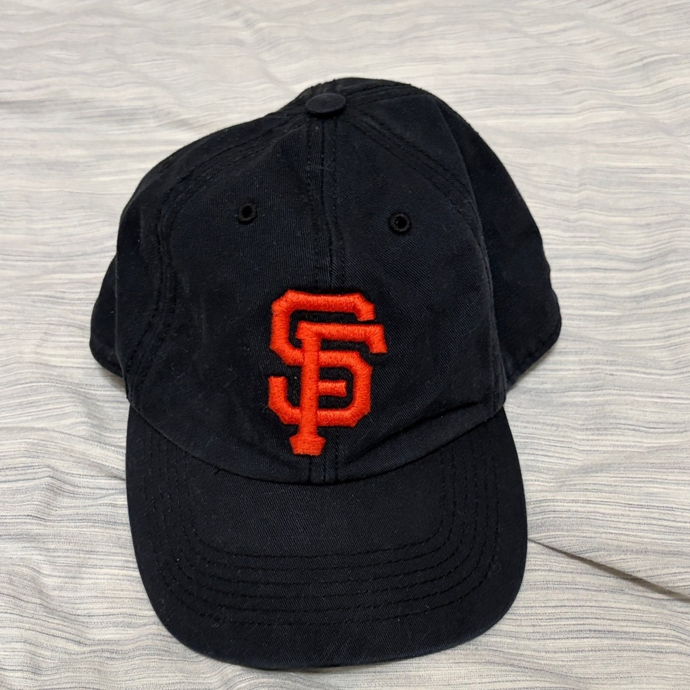 47 Black Baseball Cap with Orange SF Logo
